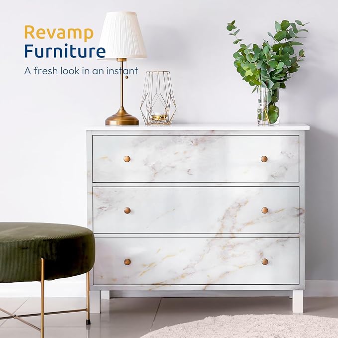rabbitgoo Glossy Marble Contact Paper Peel and Stick Wallpaper 35.4" x 78.7"