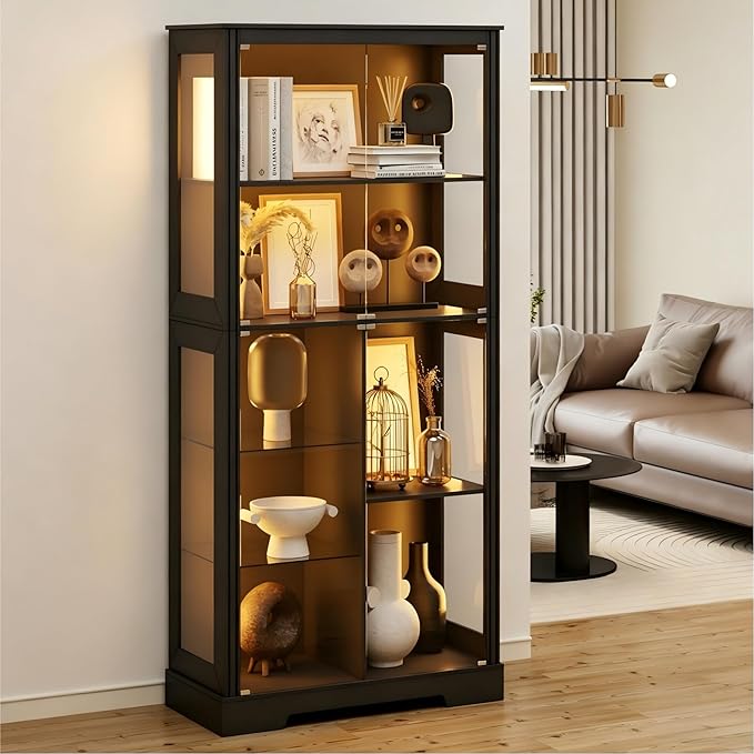 Gurexl Modern Glass Display Cabinet
