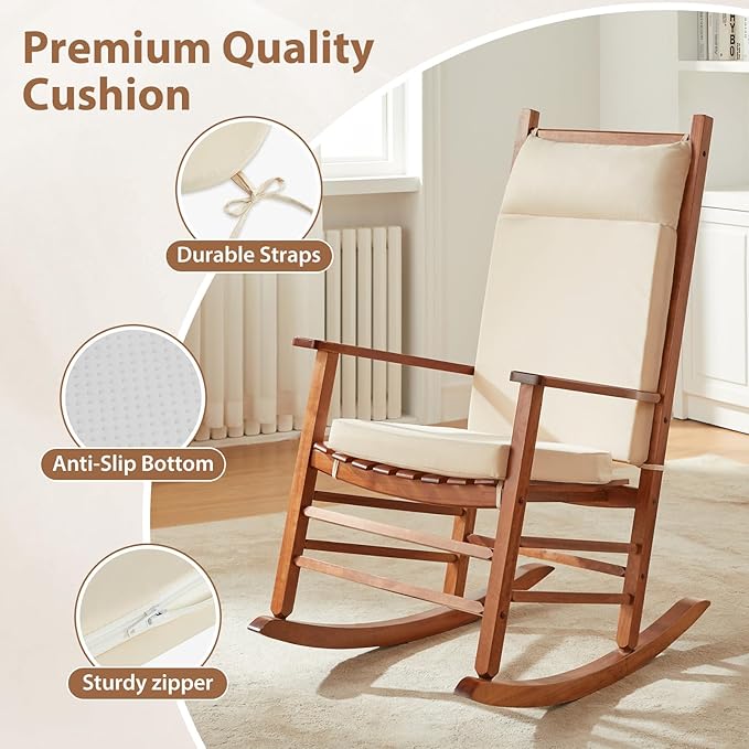 Waterproof Rocking Chair Cushions Outdoor & Indoor, Wooden Rocking Chair Pads