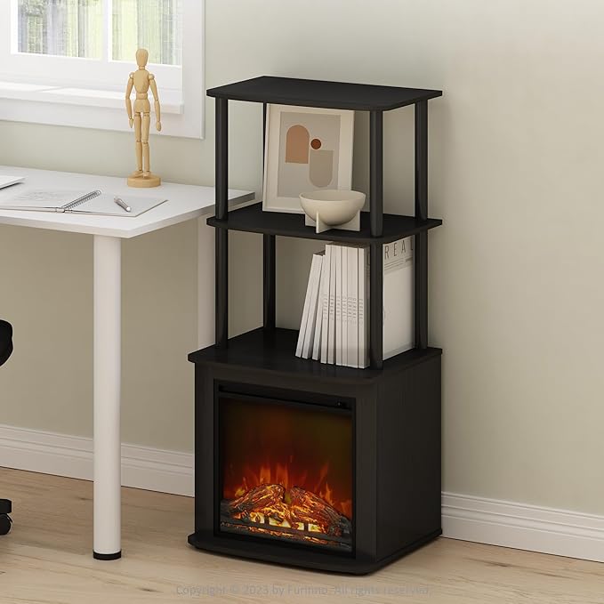 Furinno Turn-N-Tube Side Table, 3-Tier NO Heat Fireplace End Table