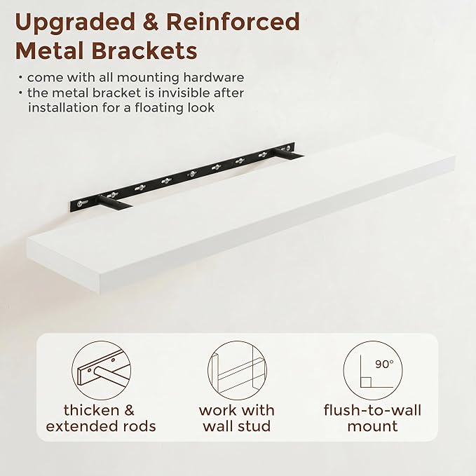 fuqing 40 Inch Floating Shelves | 6.7 Inch Deep White Shelves
