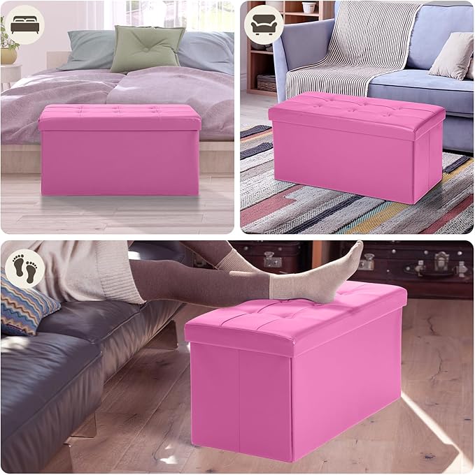 COSYLAND Ottoman Bench with Storage 30x15x15 inches White Ottoman