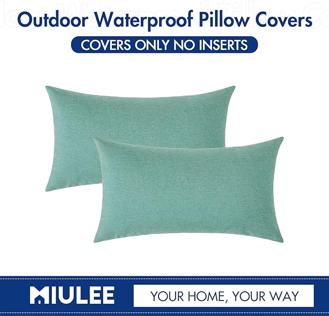 MIULEE Pack of 2 Decorative Outdoor Solid Waterproof Throw Pillow Covers Spring