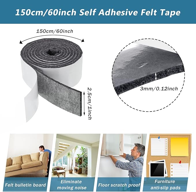 Shappy 2 Packs 120 x 1 x 0.12 Inch Felt Strips