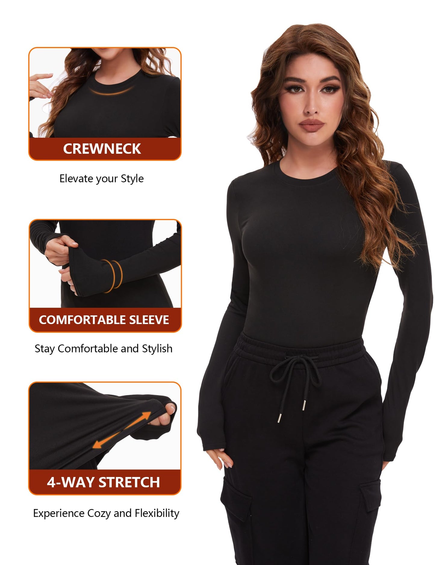 Dalavch 4 Pack Women’s Long Sleeve Basic Shirts Crew Neck Slim Fitted Compression Gym Workout Athletic Underscrubs Tops 1 Black 1 Heather Grey 1 White 1 Wine Medium