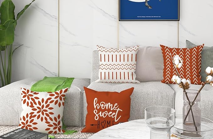 YCOLL Fall Pillow Covers 16x16 Set of 4, Modern Sofa Throw Pillow Cover