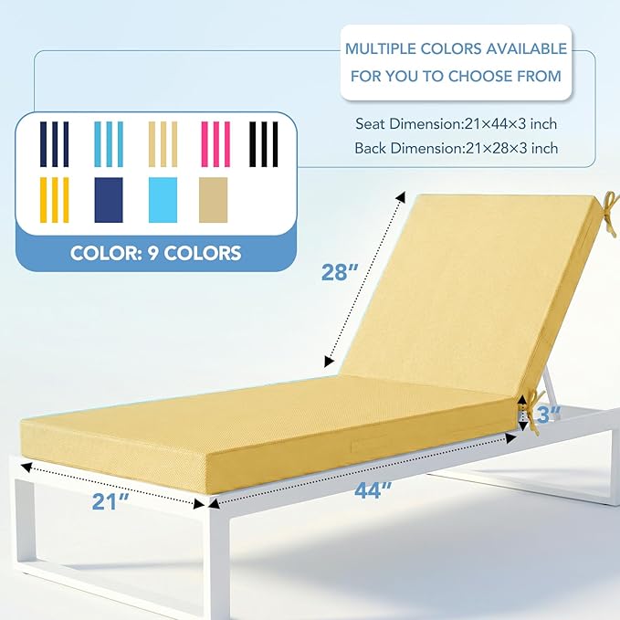 L'AGRATY Outdoor Lounge Chaise Cushion: 72x21x3 Inch Waterproof Lounge Chair
