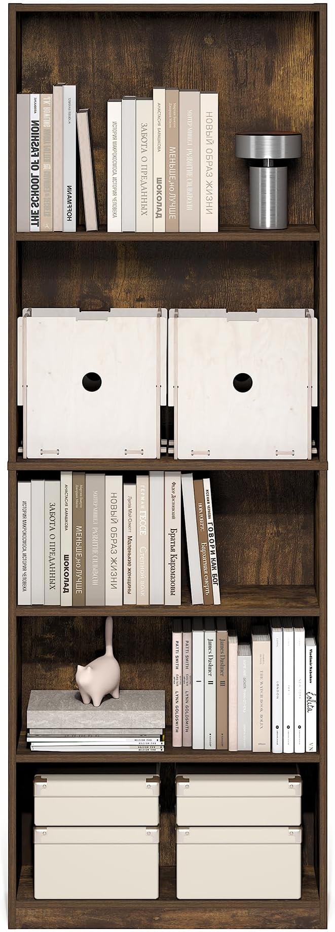 Furinno Jaya Book Shelf, 5-Tier Tall Book Shelf, Bookcase
