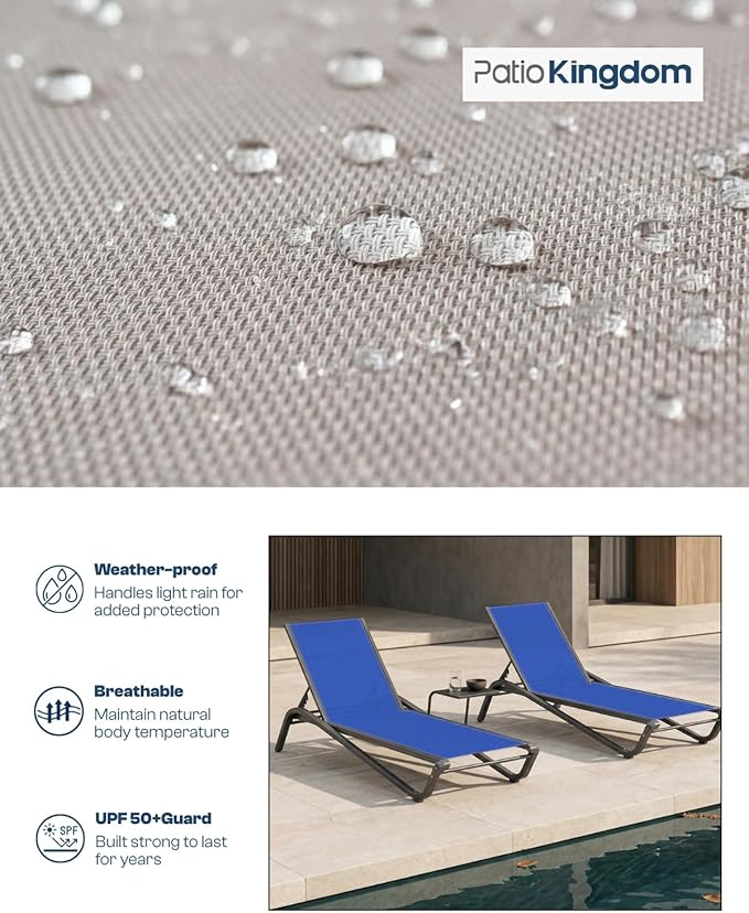 Patio Chaise Lounge Chairs Set of 4, All-Weather Aluminum Pool Loungers