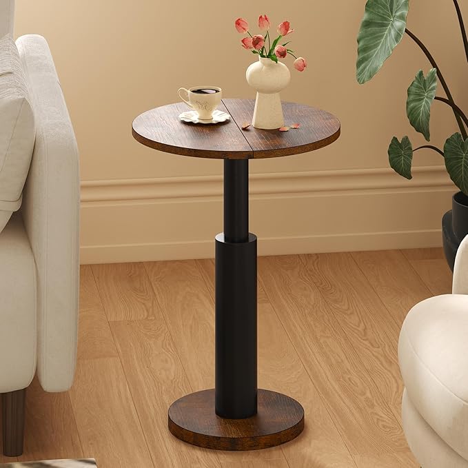 LAATOOREE Round Side Table, Accent Drink Coffee Table, Spacious Top, Thick