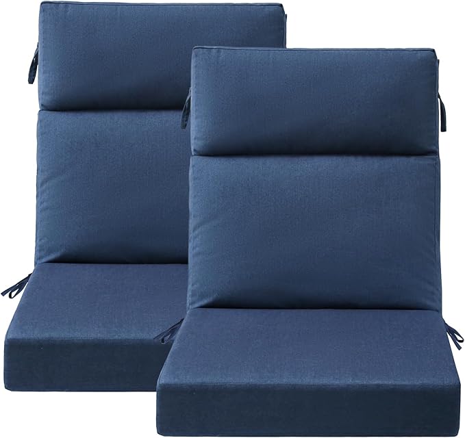 Unimatta Sunbrella Outdoor High Back Chair Cushion Seat Pads, 44 x 21 Inch