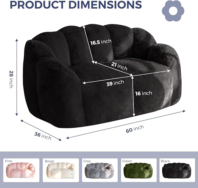 MAXYOYO Bean Bag Chair for Adults, Loveseat Floral Shaped Bean Bag Sofa