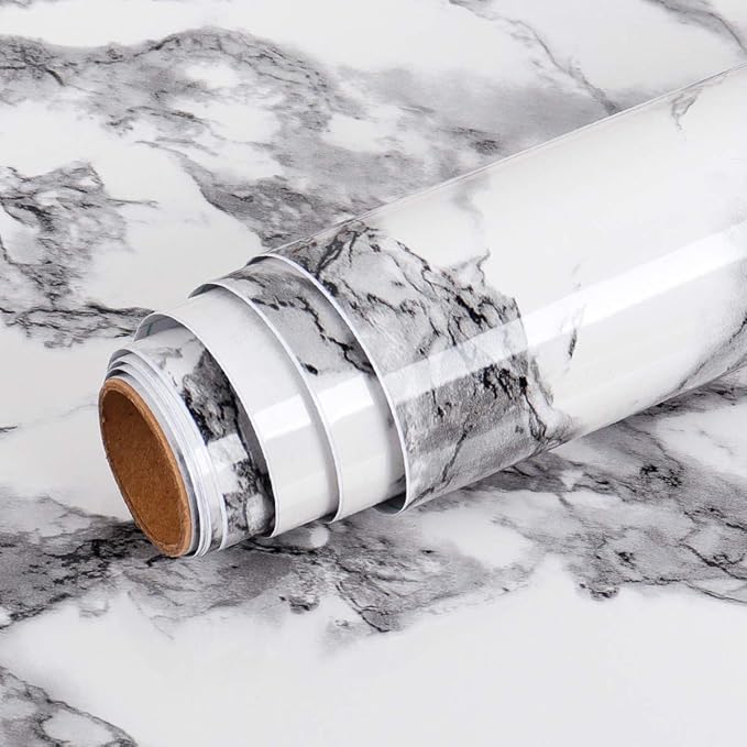 Livelynine Marble Wall Paper Kitchen Countertop Peel and Stick Wallpaper