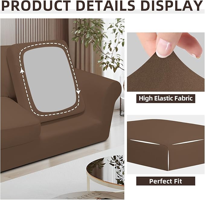 Easy-Going 5 Pieces Stretch Loveseat Cover Washable Loveseat Slipcover Set