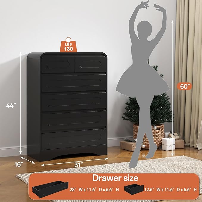 4 Pcs Bedroom Set, Dresser and Nightstand Sets, Including Modern Wooden Tall 6