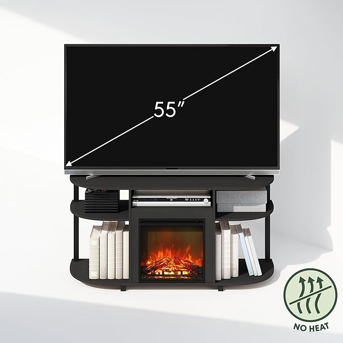 Furinno Jensen Fireplace TV Stand, NO Heat Decorative Electric Fireplace TV