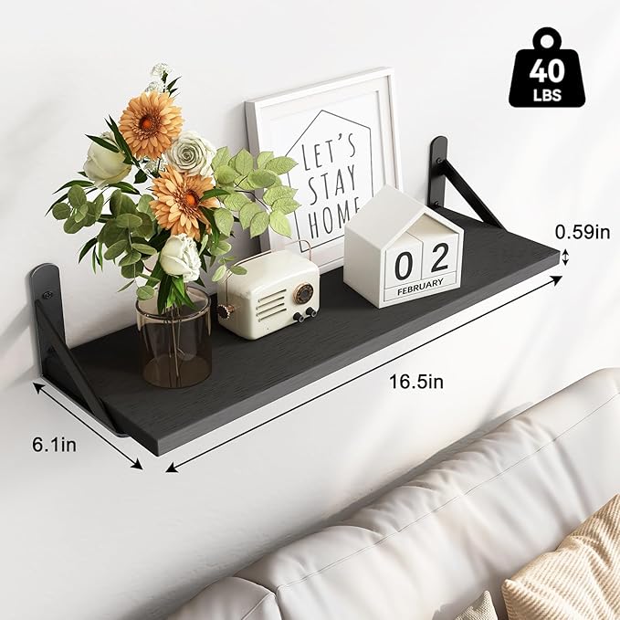 Fixwal Floating Shelves for Wall, Wood Wall Mounted Shelves for Bedroom