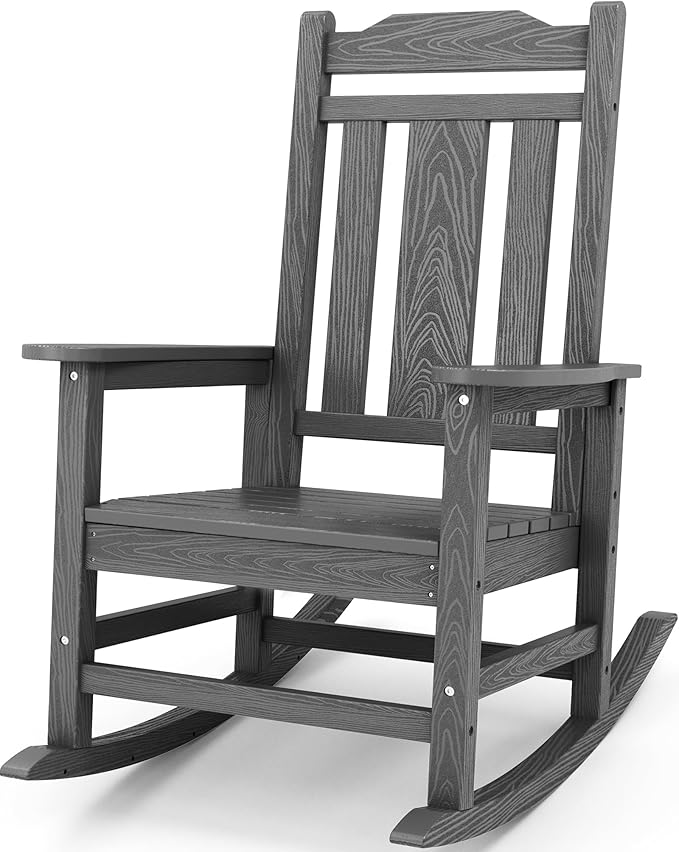 SERWALL Oversized Rocking Chair Outdoor, HDPE Outdoor Rocking Chair