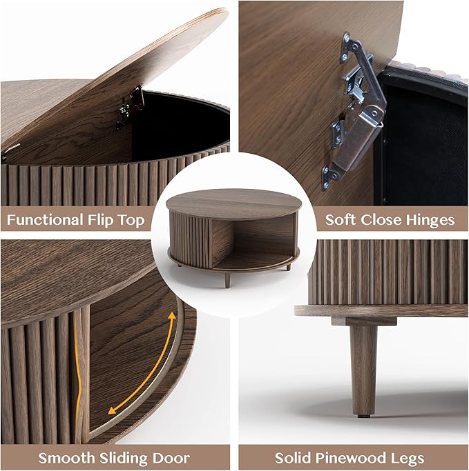 SULIVES Round Coffee Table