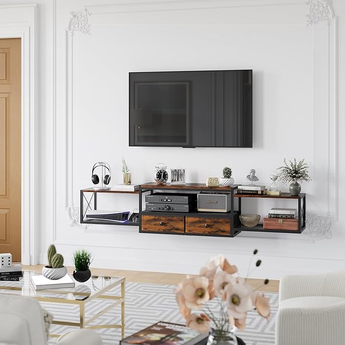 HavenlyYouth 55" Floating TV Stand, Modern Entertainment Center, Wall-Mounted