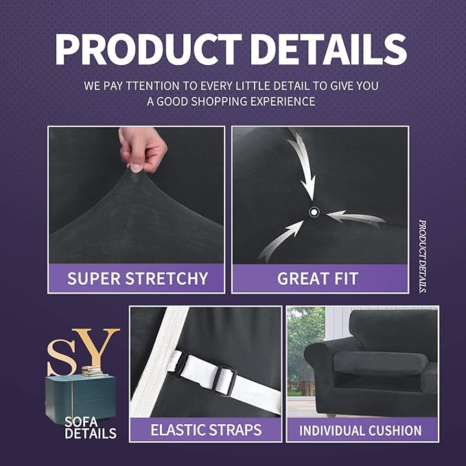 ZNSAYOTX Luxury Velvet Chair Slipcovers