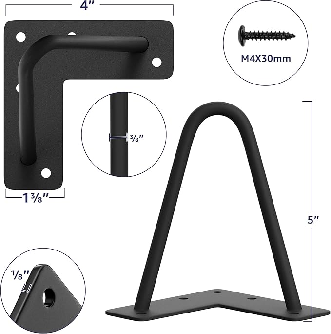 SMARTSTANDARD 5 Inch Heavy Duty Hairpin Furniture Legs, Metal Home DIY Projects