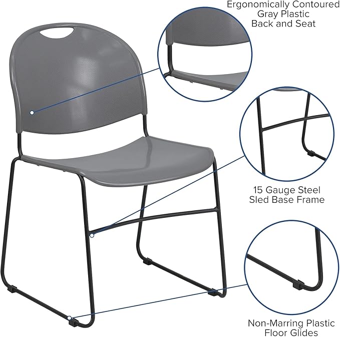 Flash Furniture 5 Pack HERCULES Series 880 lb. Capacity Gray Ultra-Compact