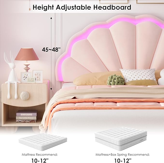 HIFIT Full Size Upholstered Smart LED Bed Frame