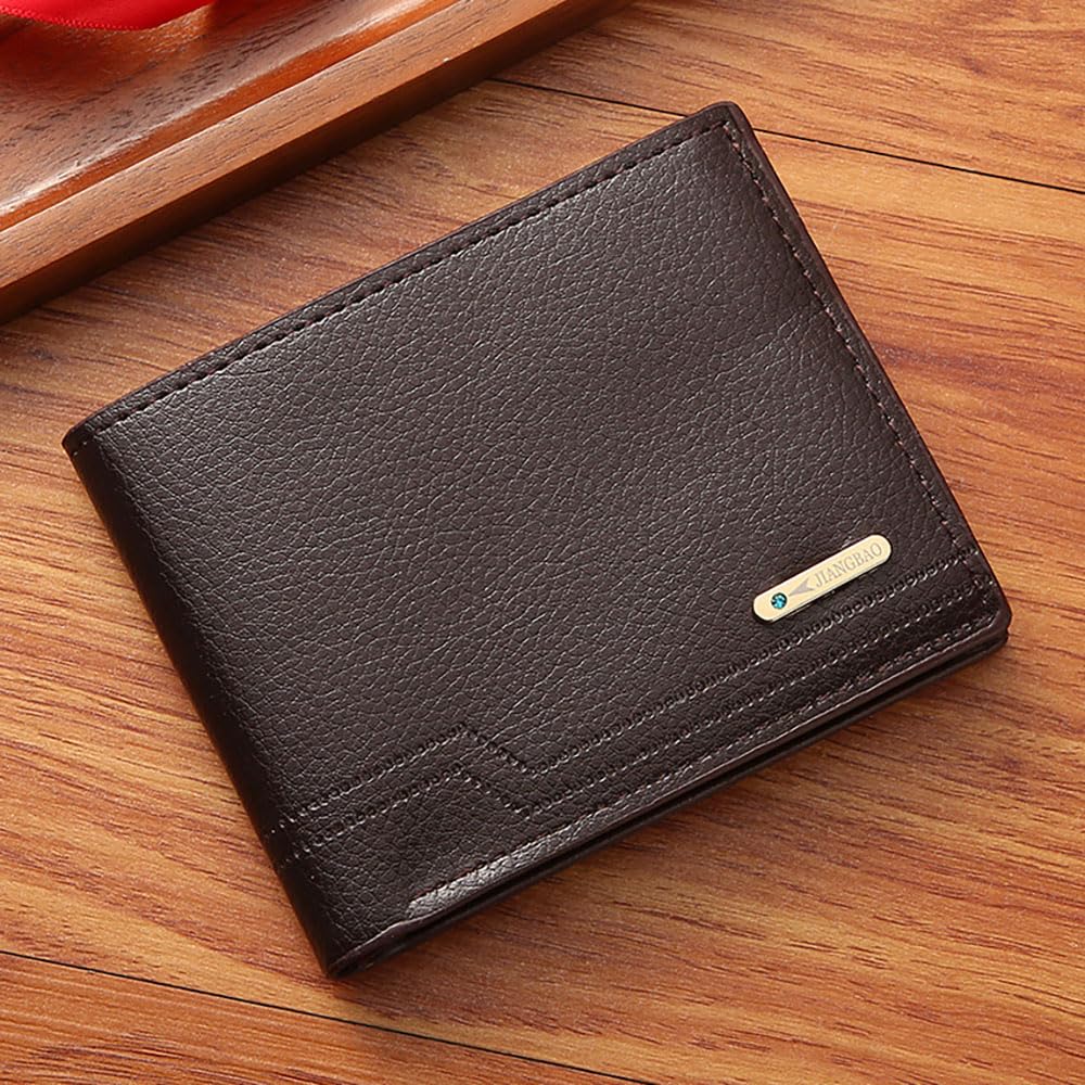MUFANDUO Slim Wallet for Men with Coin Purse, Minimalist Wallet with Zipper, Bifold Mens Wallets with Credit Card Holder, PU Leather Men's Wallet with Money Clip, Carteras Para Hombres (Coffee L)