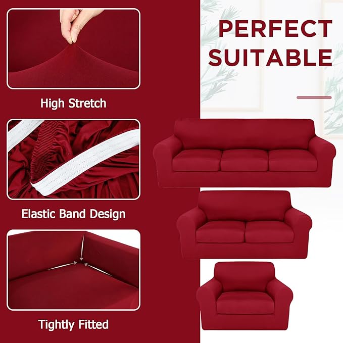 HunnmingRe Sofa Covers for 3 Cushion Couch Stretch Sofa and Loveseat Covers Set
