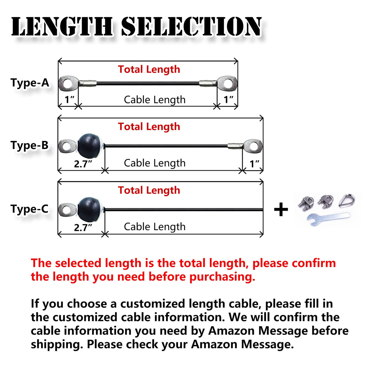 J Bryant Fitness Gym Replacement Cable Fitness Pulley Cable Thick 0.2inch/5mm Heavy Duty Steel Wire Rope for Home Gym Cable Pulley Attachments Machine Accessories (Type-B, 98")