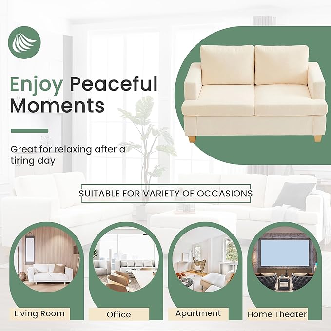 YOUDENOVA Sofa, 63” Comfy Loveseat Sofa Couch