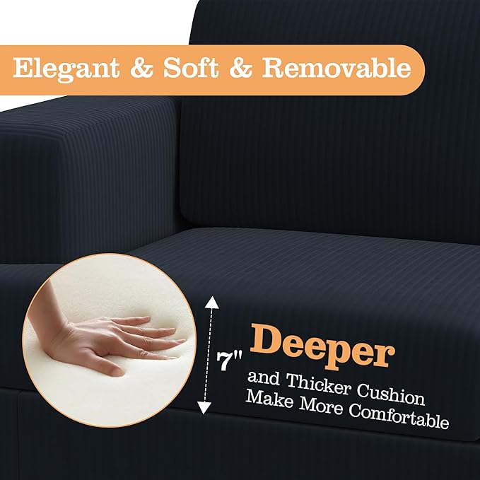 Apicizon Modern Loveseat Set of 2 & 3-Seater Sofa, Corduroy Couch 3 Piece Sofa