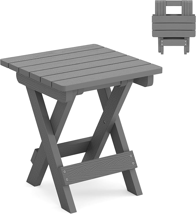 LUE BONA Small Outdoor Folding Side Table, HDPS Outside End Table