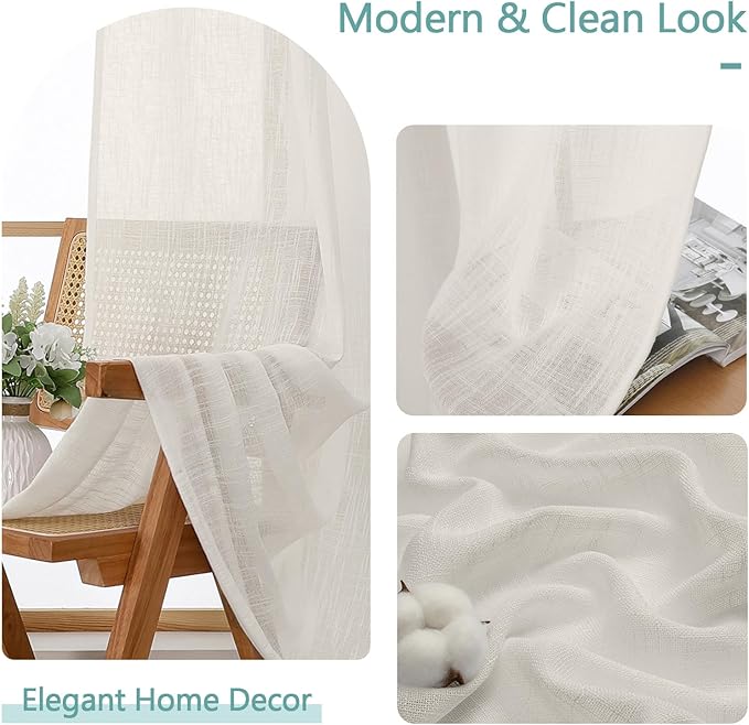 Chyhomenyc Semi Sheer Curtains 63 Inch Length 2 Panels