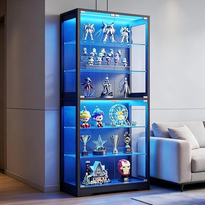 BROTTAR Display Cabinet with Glass Door, 6-Tier 71" Curio Cabinet with 3 Color