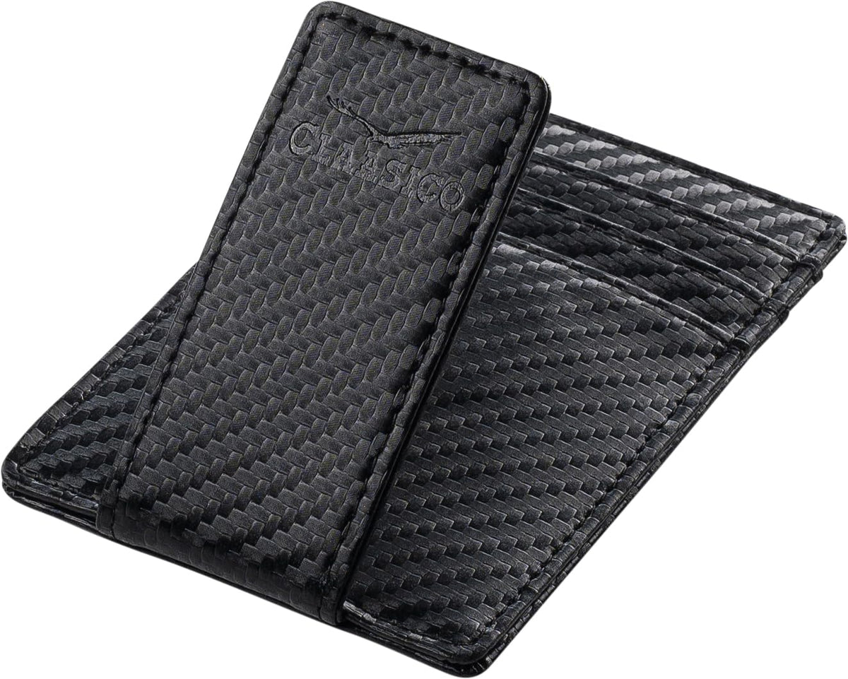 Money Clip Leather Wallet For Men Slim Front Pocket RFID Blocking with Super Strong Magnetic