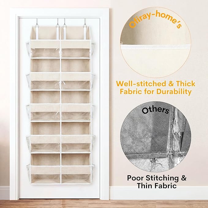2 Pack Over the Door Organizer 5 Tiers, Extra Large Behind Door Storage of 10