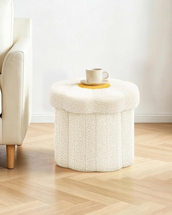 B FSOBEIIALEO Storage Ottoman Foldable, Sunflower Shaped Small Footrest