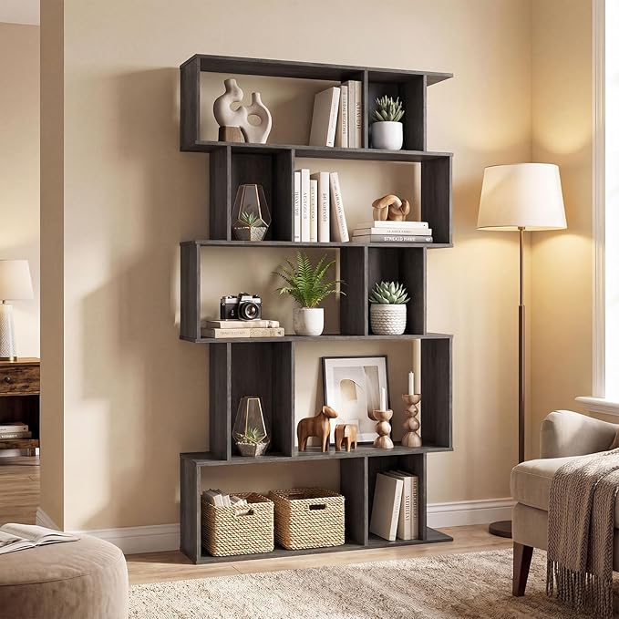 Giantex 5-Tier Bookshelves Set of 2, 10-Cube Geometric Bookcase