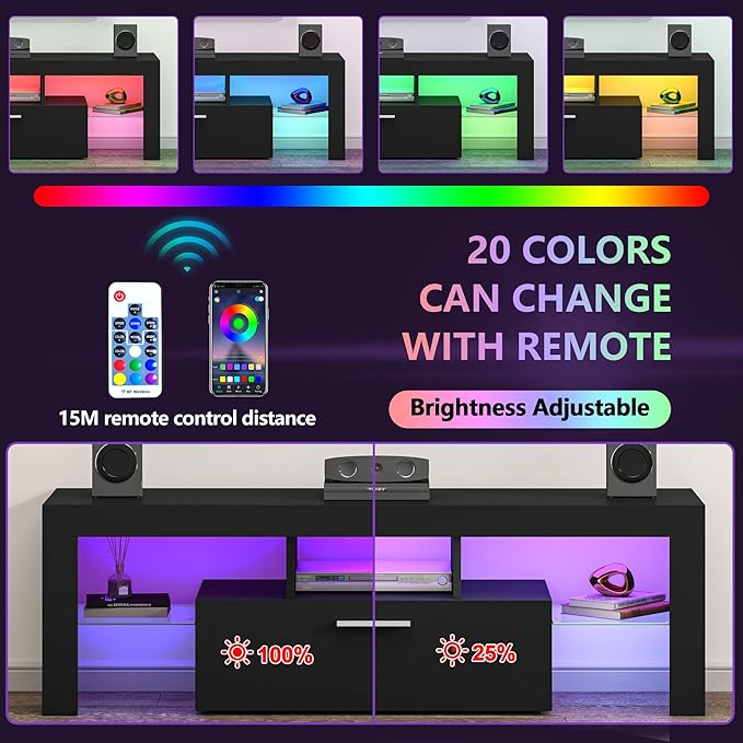 Clikuutory Modern Lighting 51 inch TV Stand