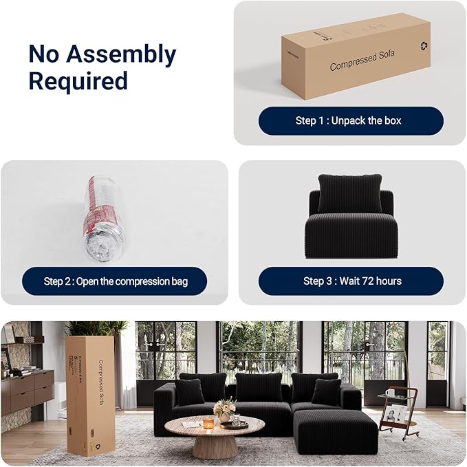 Avenco 141” U-Shaped Modular Sectional Couch Sofa