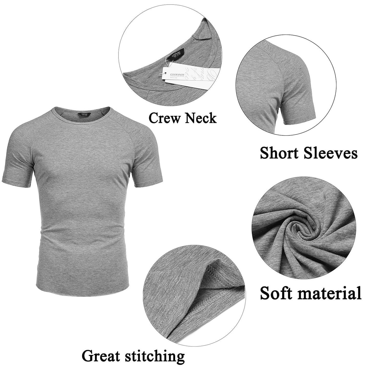 COOFANDY Men 3 Pack Workout T Shirt Short Sleeve Gym Bodybuilding Muscle Shirts Base Layer Fitness Tee Tops 02-Black/Navy Blue/Grey