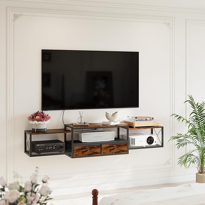 HavenlyYouth 55" Floating TV Stand, Modern Entertainment Center, Wall-Mounted