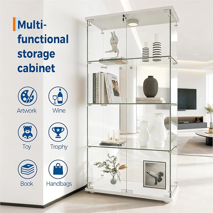 IDEALHOUSE Tempered Glass Display Cabinet