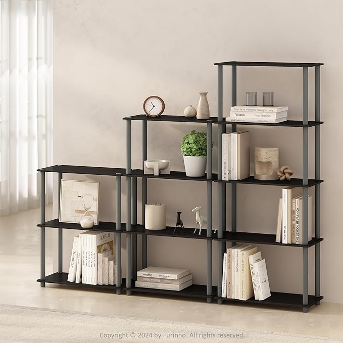 Furinno Turn-N-Tube Book Shelf, 5-Tier Bookshelf, Bookcase