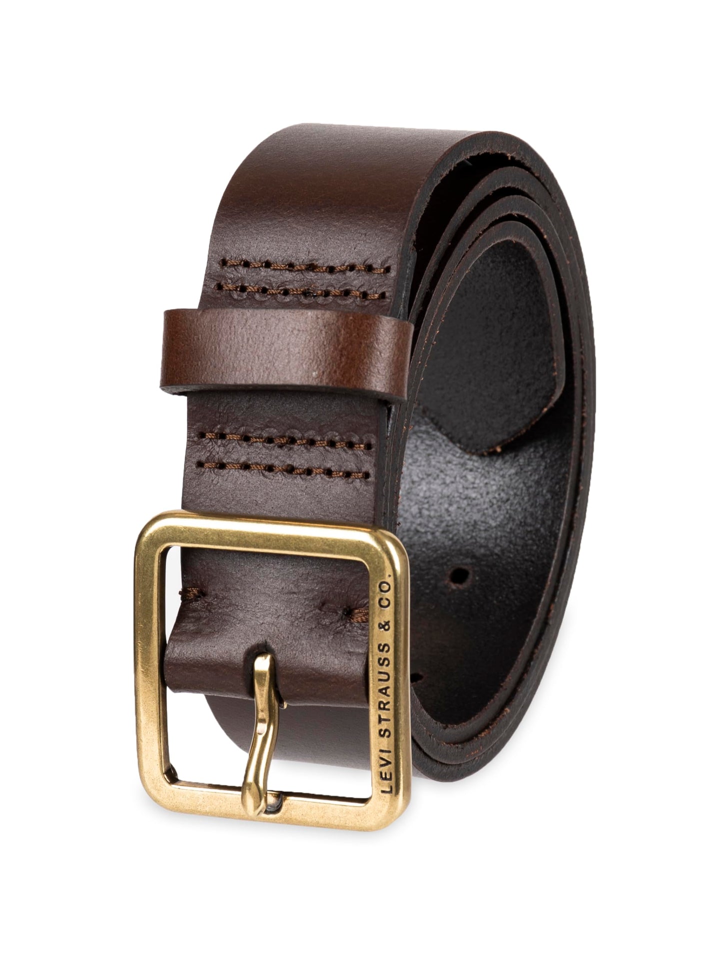 Levi's Women's Slim Casual Leather Jean Belt with Square Center Bar Buckle (Regular and Plus Sizes), Brown Elevated, Medium