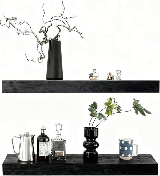 Solid Wood Floating Shelves, 31.5in Finished Real Wood Wall Shelves