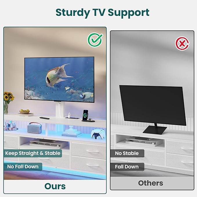 BTHFST TV Stand with Mount for 45/55/65/70 inch TVs, 51.2" LED TV Stand with
