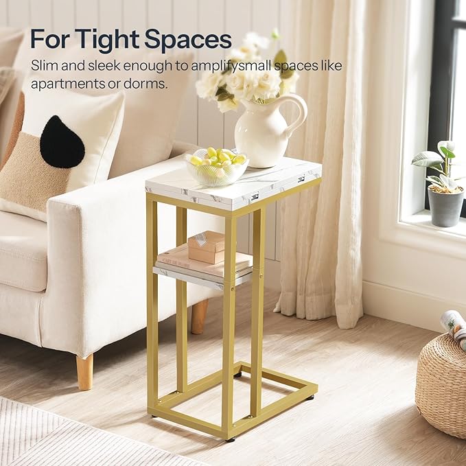 HOOBRO Foldable C Shaped End Table, C Shaped Side Table